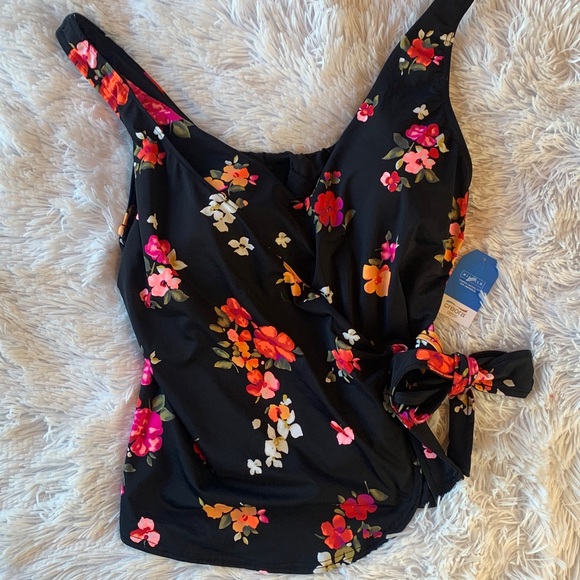 Lands End Black and Floral Tankini Top - Picture 14 of 16